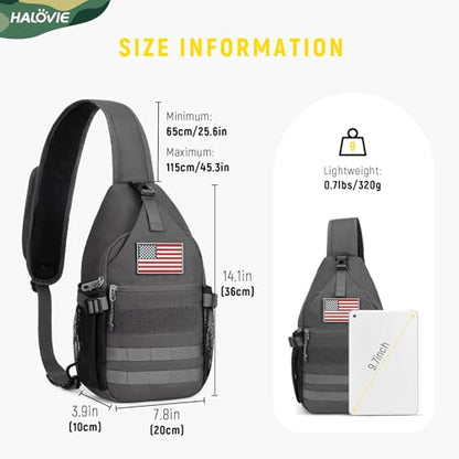 HALOVIE Anti-theft Sling Backpack RFID Crossbody Travel Daypack | Lightweight, Molle, Phone Pack, Hiking Trip Daily Use One Shoulder Bag, EDC Tactical Chest Side Pack Gift for Men - color: Gray