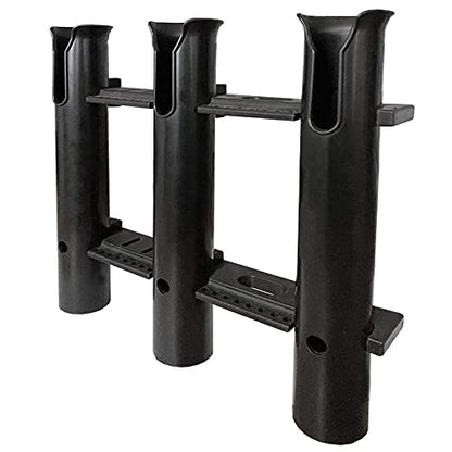 ISURE MARINE Fishing Rod Holder Bracket Wall Mounted Boat Side Mount Tool Holder Tube Links with Screws 2/3/4/6 Pole Tube (White/Black) - color: 3-Link Black