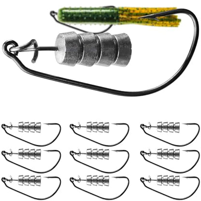 30/20/10 Pcs Tube Jig Heads for Bass Fishing, Tube Bait Worm Hooks rigs for Freshwater Saltwater, 5/16oz, 1/4oz, 3/16oz, 1/8oz - color: A2 - Weighted Tube Jigs - 1/4 oz (10 Pcs)