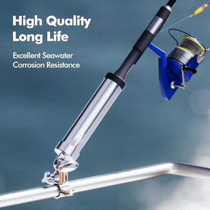 Boat Fishing Rod Holder, 360 Degree Marine Grade Stainless Steel 316 Adjustable Swivel Fishing Pole Holders, Deck Mount and Rail Mount Fishing Rod Bracket