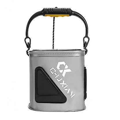 TopHomer Foldable Fish Bait Bucket, Multifunctional Minnow Bucket, Live Fish Container, Fish Protection Bucket, Outdoor Camping Fishing Bag - color: Gray