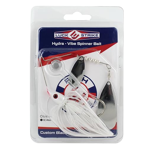 Hydra-Vibe Spinner Bait with Custom Blades - color: White, size: 3/4 OZ