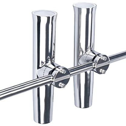 2PCS Tournament Style Boat Fishing Rod Holders, 316 Stainless Steel Clamp on 7/8" to 1" Rail, 360 Adjustable Fishing Rod Holder