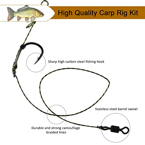 Dovesun Carp Fishing Hair Rigs Carp Fishing Equipment with Baits Hooks Accessories 41PCS/151PCS - color: Size#6-41PCS