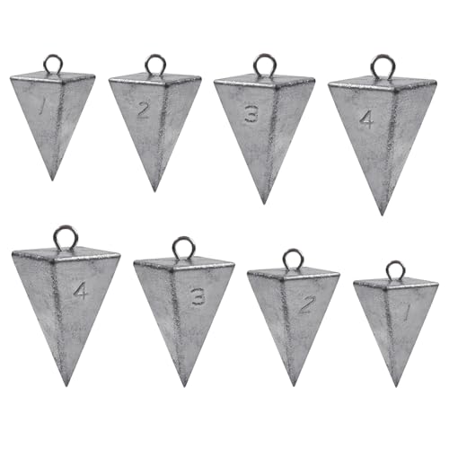 Pyramid Sinkers Fishing Weights, Saltwater Surf Fishing Sinkers Triangle Fishing Weights for Ocean Saltwater Surf Fishing Gear Tackle 1oz 2oz 3oz 4oz 5oz 6oz 8oz - color: 8pcs Kit(1+2+3+4oz)