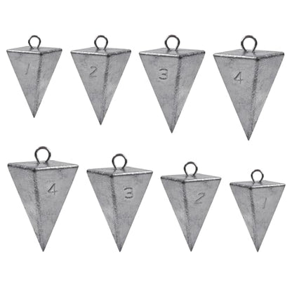 Pyramid Sinkers Fishing Weights, Saltwater Surf Fishing Sinkers Triangle Fishing Weights for Ocean Saltwater Surf Fishing Gear Tackle 1oz 2oz 3oz 4oz 5oz 6oz 8oz - color: 8pcs Kit(1+2+3+4oz)