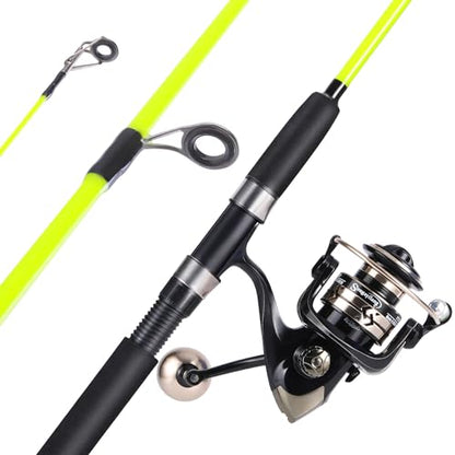 Sougayilang Catfish Fishing Rod and Reel Combo, 2-Piece Spinning Combo, Durable Graphite & Glass Blanks Fishing Pole for Crappie - color: Yellow-Fast-MH, size: 5.9ft and 2000 reel