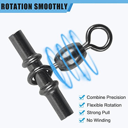 Fishing Cross Line 3 Way Swivel,40pcs T-Shape Sleeve Swivels Heavy Duty Crimp Crane Swivel Brass Triple Swivels for Deep Drop Rigs Saltwater Fishing Tackle - size: 2/0-165lb-40PCS