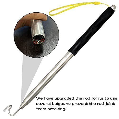 Telescoping Pole with Hook Magnetic Pickup Grabber Tool, Telescopic Push Pull Rod Wire Grabber Tool Fish Stick, Telescopic Magnetic Pick-Up Tool - color: Black-1p