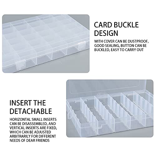 Tackle Box, 36 Grids Plastic Clear Small Tackle Box Organizer with Removable Dividers,3600 Tackle Tray,Tackle Boxes for Beads Fishing Lure Bait Hook Jewelry Craft Container