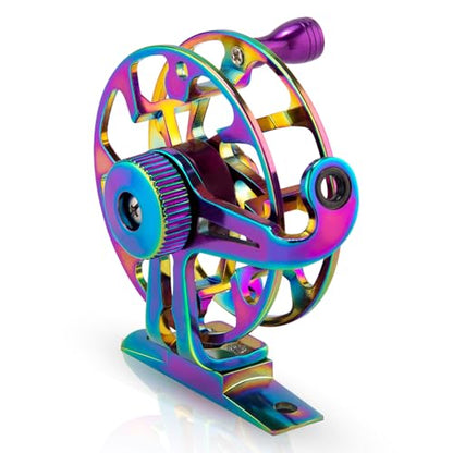 Alwonder Ice Fishing Reel Dazzling Color, CNC-Machined Aluminum Ultra-Lightweight and Durable Inline Ice Fishing Reel, Smooth Right Hand Ice Reels Fishing Gear - size: Size S