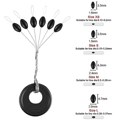 600 Pieces Fishing Bobber Stops, Float Sinker Stops, Portable Fishing Accessories, Freshwater Saltwater Bobbers for Fishing, Slip Float Tackle Kit - size: S (Oval)
