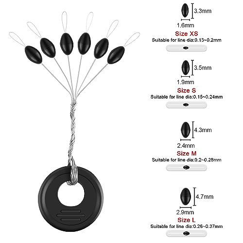 600 Pieces Fishing Bobber Stops, Float Sinker Stops, Portable Fishing Accessories, Freshwater Saltwater Bobbers for Fishing, Slip Float Tackle Kit - size: XS (Oval)