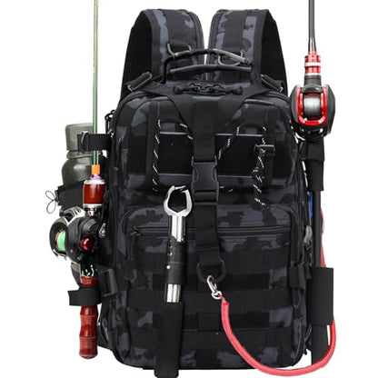 Fishing Tackle Backpack, Military Tactical Backpack Tactical Sling Backpack Bag Fishing Tackle Storage Bag Fish Gear Bag Molle Assault Pack Tactical Hiking Rucksack (Blue) - color: Blue