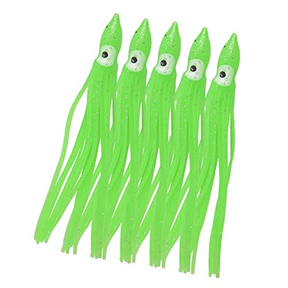 Fishing Squid Skirts Lures Octopus Skirts Trolling Lures Soft Plastic Fishing Tackle Squid Bait for Saltwater Bass Salmon Trout - color: Green, size: 4.33in - 30pcs