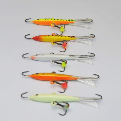 Alichino Ice Fishing Jig Set Ice Fishing Lures Micro Jig Head Hook Set for Panfish, Crappie, Walleye, Perch, Trout, Bluegill - color: 5pcs Balance Ice Lure Set