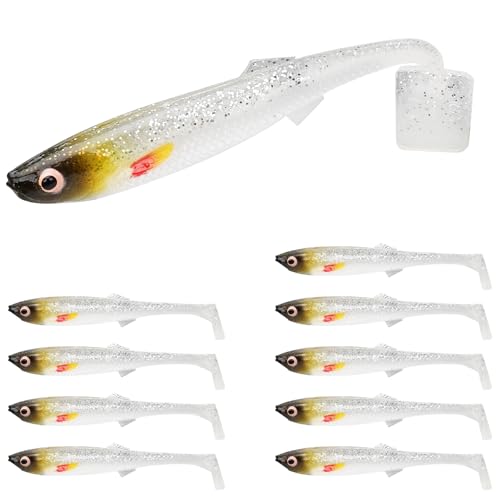 TRUSCEND Shadtale Easy Catch Soft Fishing Lures, Unique Vibration and Action for Various Rigs, Paddle Tail Swimbaits Trailer for Bass, Trout, Crappie, Walleye, Redfish, Saltwater & Freshwater Fishing - color: I3-3.35",0.2oz,10pcs