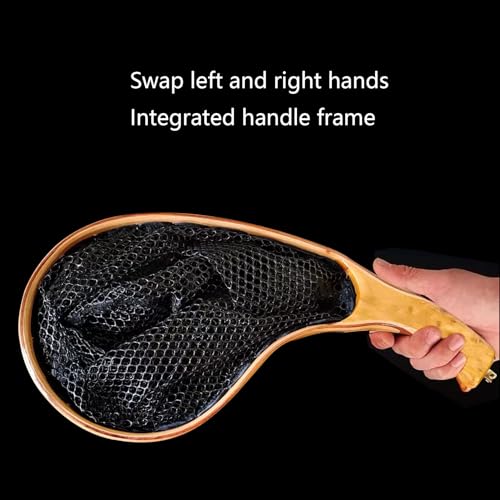 1pc Fishing Landing Net Wooden Handle Fly Fishing Catch and Release Net for Trout Bass Pike