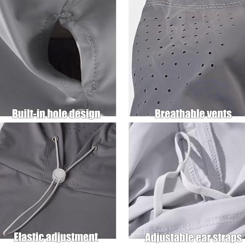 2 Pcs Cooling Breathable Balaclava Full Face Mask with Wide Brim Sun UV Protection Hood for Men Women Fishing Cycling - color: Black+gray