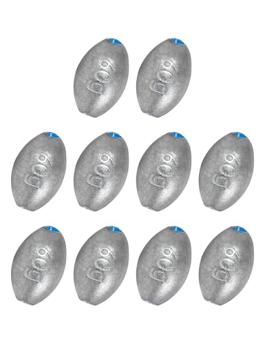 BLUEWING Egg Sinkers Fishing Weights Oval Shaped Fishing Sinkers Lead Fishing Sinker for Saltwater Fishing，1/8 oz to 7 oz - size: #7 2oz, 10pcs