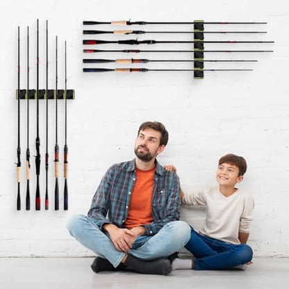 The Big Rod Rack 2 pack Vertical Fishing Rod Holder, Wall Mounted Fishing Rod Rack, Holds Up to 6 Rods or Combos up to 12 (Yellow) - color: Yellow