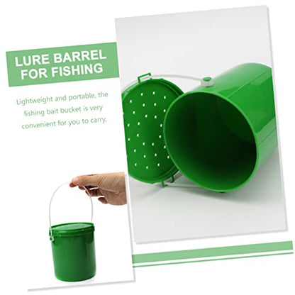 2pcs Bait Box Lure Minnow Pail Baits Tackle Minnow Bucket with Aerator Battery Operated Container with Lid Live Worms Rod Bucket with Lid Convenient Green PVC