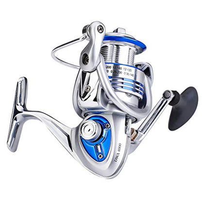 Diwa Spinning Fishing Reels for Saltwater Freshwater 3000 4000 5000 6000 7000 Spools Ultra Smooth Ultralight Powerful Trout Bass Carp Gear Stainless Ball Bearings Metal Body Ice Fishing Reels - style: 3000