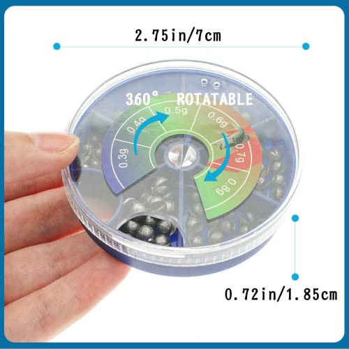 205pcs/117pcs Fishing Weight Sinker 5 Sizes/6 Sizes Lead Weights Round Split Shot Sinker Drop Lead Weights No-Roll Olive Heart Removable Fishing Line Sinkers Kit - color: B-round sinkers 117pcs 6sizes