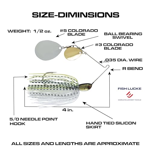 Jimmy Houston Legends Spinner Bait with Colorado Blades (1/2 Ounce Spinnerbait) 5/0 Hook - color: SX Shad