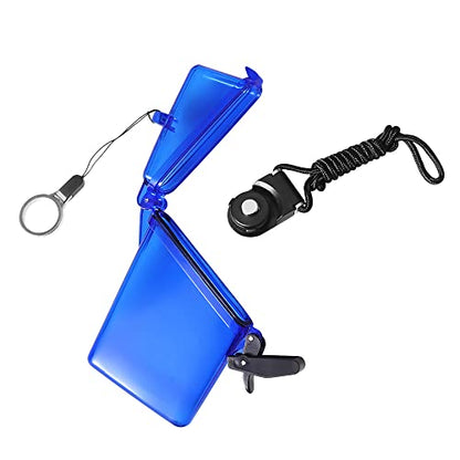 Sport Waterproof ID Card Badge Holder Case with Lanyard Cover Multiple Credit Cards, Registration, ins Card Heavy Duty Durable Locker,Dry Box (Clear Blue) - color: Clear Blue