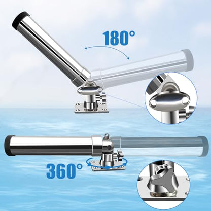 Made Set of 2 Fishing Rod Holder, 316 Stainless Steel Adjustable Fishing Pole Holder, Marine Deck Mount Trolling Rod Holder for Boat Ship Yacht - style: Style B-4178