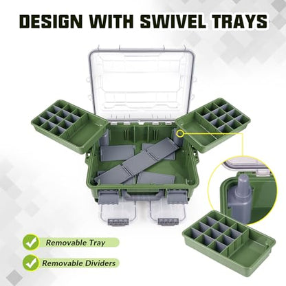 THKFISH Waterproof Tackle Box, Portable Fishing & Tackle Storage Box with Two 3500 Stowaway Boxes and Removable Dividers, Tackle Box, Thicker Floating Airtight Stowaway,Pink/Green/Blue/Grey - color: M-Blue