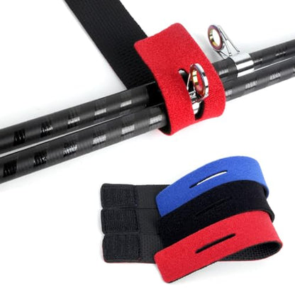 HUIOP 6pcs Fishing Rod Straps Fishing Pole Wrap Band Elastic Fishing Rod Holder Belts - color: Red, size: 6pcs