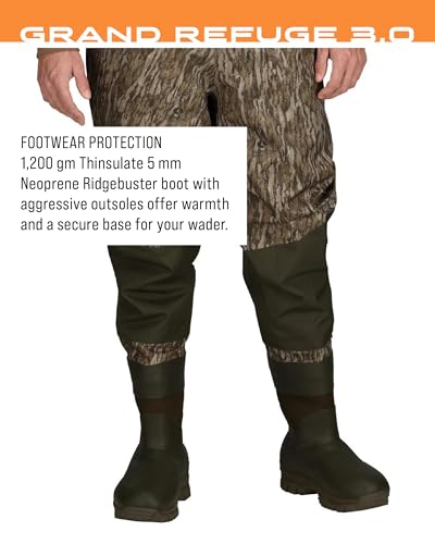 FROGG TOGGS Men's Grand Refuge 3.0 Waterproof Bootfoot Wader for Hunting with Removable Insulation Liner - color: Mossy Oak Bottomland, size: 12