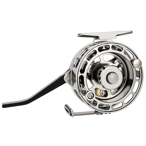 Semi-Automatic Fly Fishing Reel, Quick Line Retrieval, Adjustable Drag, Quick Spool Removal, for Freshwater Lake Stream Pond Fishing, CNC Machined Aluminum