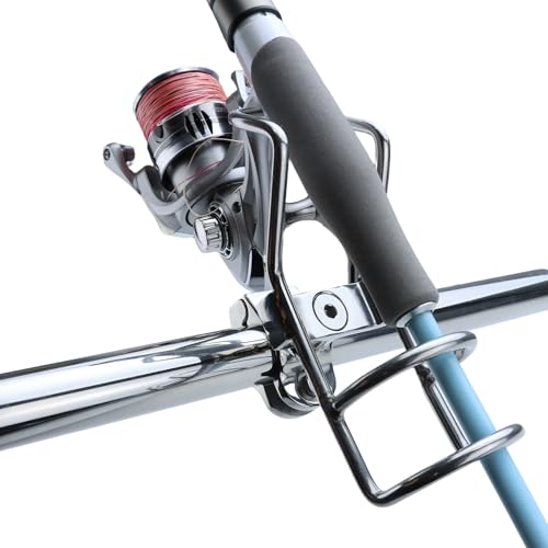 YANYUCB Fishing Rod Holders,316 Stainless Steel Adjustable Boat Rod Holders, 360°Rotatable Rail Mount Rod Holder,Fits 1",1-1/4" Rail,Heavy-Duty Rod Holder for Fishing Boats, Yachts(2-Pack)
