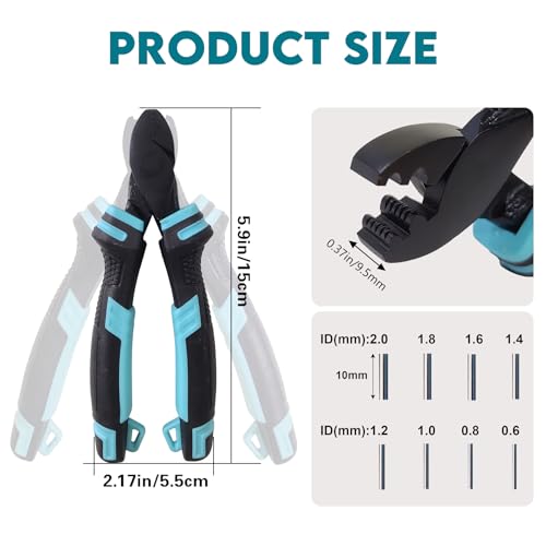 Eupheng Fishing Crimping Pliers Tools Secure Crimp Without Damaging Line, 6-Tooth Serrated Jaws Crimper with 240pcs Copper Sleeves, 5.9in Carbon Steel for Saltwater & Freshwater - color: Crimping Pliers (Blue)