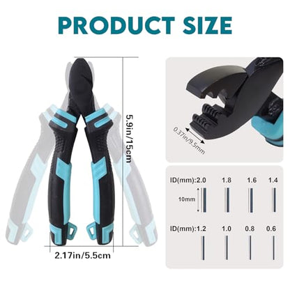 Eupheng Fishing Crimping Pliers Tools Secure Crimp Without Damaging Line, 6-Tooth Serrated Jaws Crimper with 240pcs Copper Sleeves, 5.9in Carbon Steel for Saltwater & Freshwater - color: Crimping Pliers (Blue)