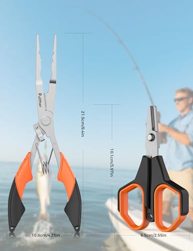 Fishing Tools Kit, Fishing Pliers,Fishing Scissors, Fishing Line Cutter for Braided Fishing Line,Fishing Gear with Lanyard - color: 8"Fishing Pliers Orange