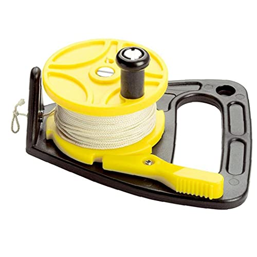 NIDONE Fishing Line Winder Spooler Fishing Line Fishing Line Spooler Machine Dive Reel with Thumb Stopper High Visibility 150ft White Line Multi Purpose for Cave and Wreck Exploration