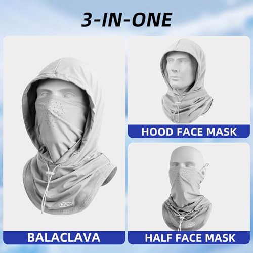 Summer Balaclava Face Mask with Breathable Holes Sun Face Shield UV Protection Full Head Mask for Men Women Fishing Cycling - color: Light Gray--pro