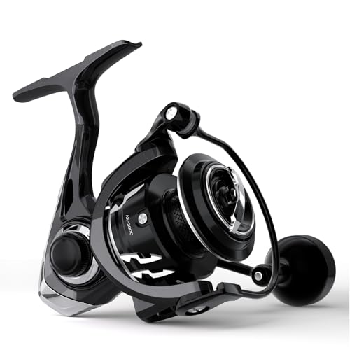Ashconfish AK Spinning Reel -Ultra-Strong Aluminum Body, Over 25lbs Drag, Anti-Reverse Bearings, 8+1 Double-Shielded Stainless-Steel BB Design for Saltwater & Freshwater Fishing - size: 3000