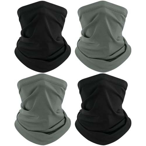 TICONN Neck Gaiter Face Cover Scarf, Neck Warmer Breathable Sun & Wind-proof for Skiing Fishing Hiking Cycling - color: 2 Black+2 Dark Gray, style: Quick Dry