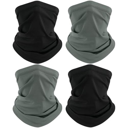 TICONN Neck Gaiter Face Cover Scarf, Neck Warmer Breathable Sun & Wind-proof for Skiing Fishing Hiking Cycling - color: 2 Black+2 Dark Gray, style: Quick Dry