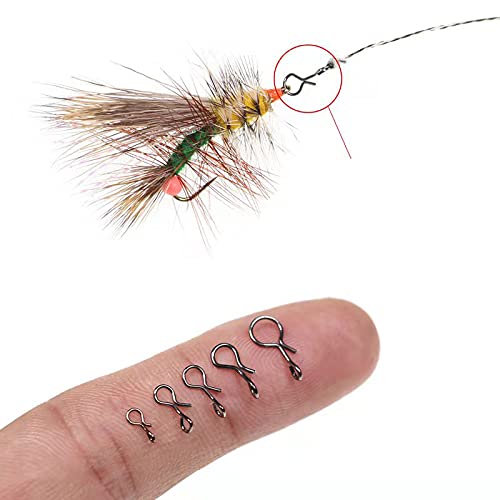 Greatfishing Fly Fishing Snaps Stainless Steel Quick Change, Fast Easy Fly Hook Snap, Combo Hook Snaps - color: 200pc 5 sizes snap combo