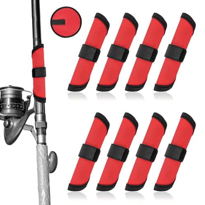 8 Pieces 5.9''/15 CM Fishing Hook Covers Shield, Fishing Lure Covers Protector, Lure Wraps Guard with Touch Fastener for Fisherman Rod Bait Pole Reel Storage Sleeve - color: Red