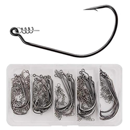 50pcs/Box Fishing Treble Hooks, High Carbon Steel Fishing Hooks Kit, Sharp & Round Bend Fishing Treble Hooks for Catfish Lures Baits Bass Fishing Accessories - color: Swimbait Hooks with Twistlock