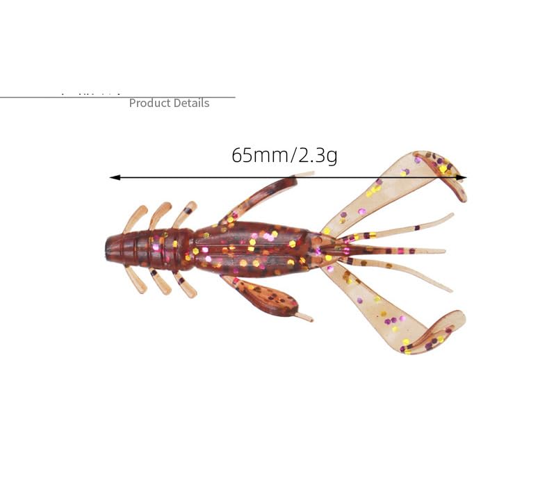 Pack of 18 Soft Plastic Craw Lures 65mm2.3g Crawfish Bass Trout Fishing Jig Shrimp Crawdad Baits