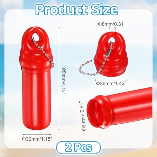 uxcell Floating Keychain, Float Key Ring Holder with Waterproof Container, Float Key Pendant for Fishing - color: Red