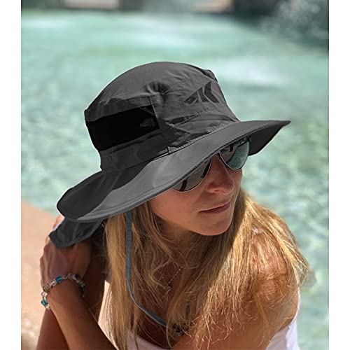 KastKing Sol Armis UPF 50 Boonie Hat - Sun Protection Hat, Fishing Hat, Beach & Hiking Hat, Paddling - color: U: Gray, size: With Neck Shield